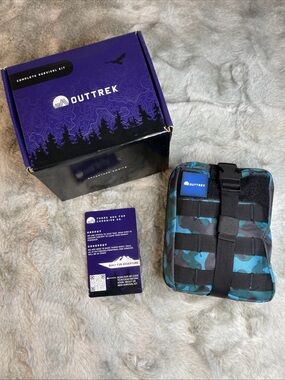 Outtrek Blue Camo First Aid/Survival Pouch - Compact Emergency Kit
